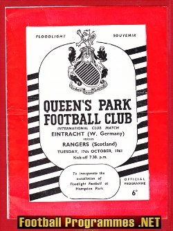 Eintracht v Glasgow Rangers 1961 – at Queens Park Scotland