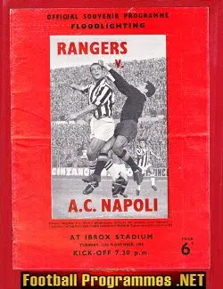 Glasgow Rangers v AC Napoli 1958 - Floodlight Match 1950s