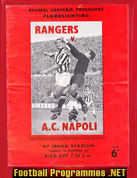 Glasgow Rangers v AC Napoli 1958 - Floodlight Match 1950s