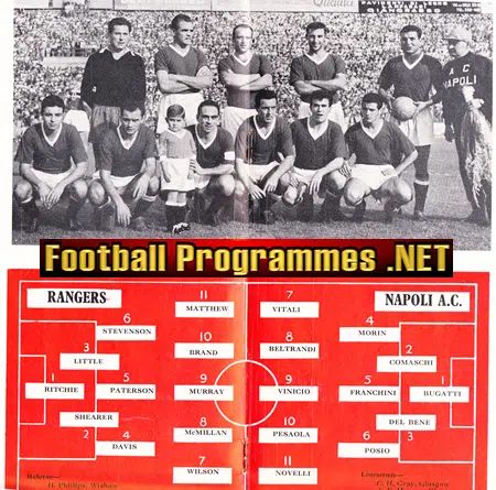 Glasgow Rangers v AC Napoli 1958 - Floodlight Match 1950s