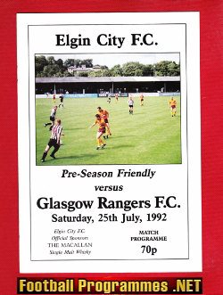 Elgin City v Glasgow Rangers 1992 – Pre Season Match