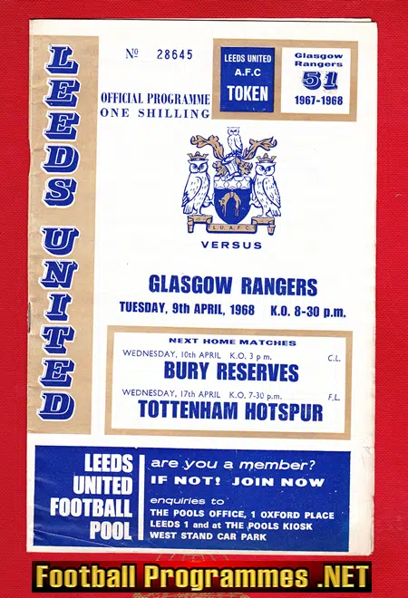 Leeds United v Glasgow Rangers 1968 – to clear + Alex Ferguson