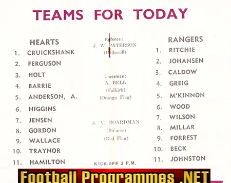 Heart Of Midlothian v Glasgow Rangers 1965