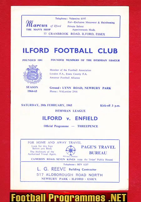Ilford v Enfield 1965 - Isthmian League
