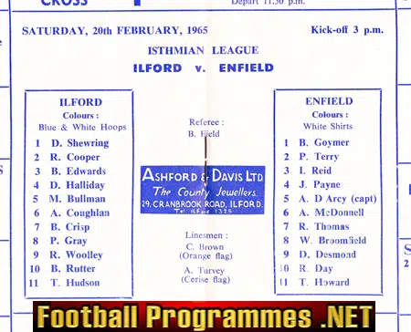 Ilford v Enfield 1965 - Isthmian League