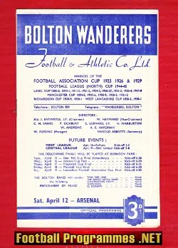 Bolton Wanderers v Arsenal 1952