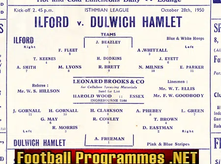 Ilford v Dulwich Hamlet 1950