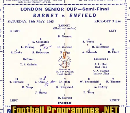 Barnet v Enfield 1963 - London Senior Cup Semi Final