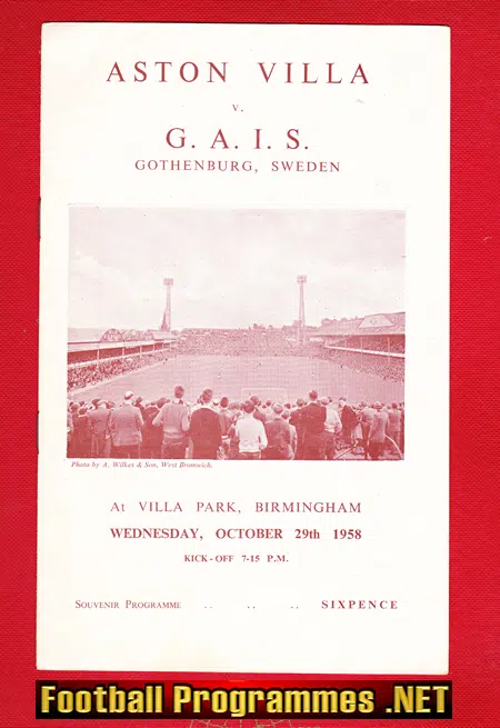 Aston Villa v GAIS 1958 – Sweden
