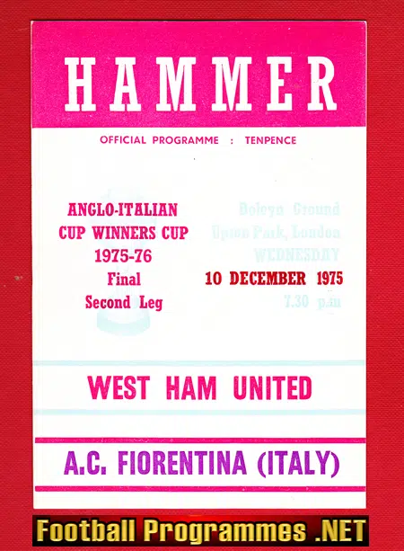 West Ham United v AC Fiorentina 1975 – Anglo Italian Cup Final