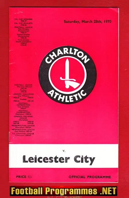 Charlton Athletic v Leicester City 1970