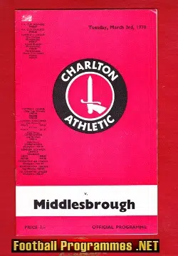 Charlton Athletic v Middlesbrough 1970