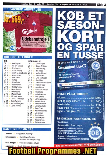 Odense BK v Hibernian Hibs 2006 - Inter Toto Cup Denmark