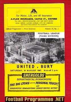 Oxford United v Bury 1967