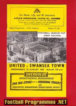 Oxford United v Swansea Town 1967