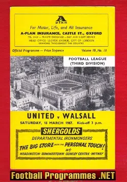 Oxford United v Walsall 1967