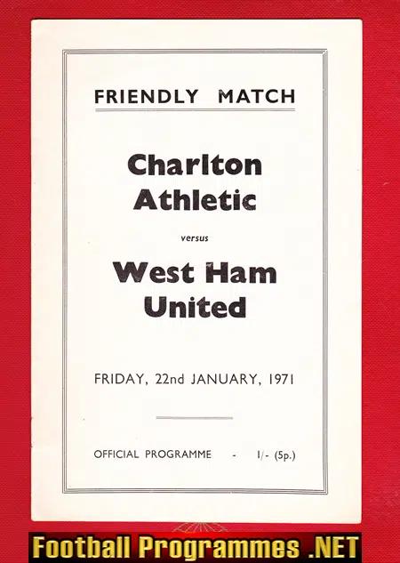Charlton Athletic v West Ham United 1971 - Friendly Match