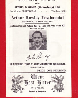 Arthur Rowley Testimonial Benefit Match Shrewsbury Town 1965