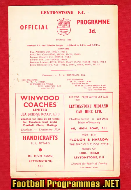 Leytonstone v Wycombe Wanderers 1958