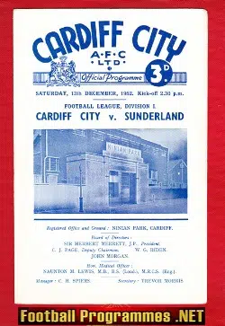 Cardiff City v Sunderland 1952