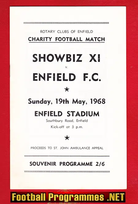 Enfield v Show Biz X1 1968 – Charity Match + Billy Wright