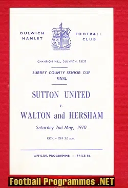 Sutton United v Walton Hersham 1970 – Surrey Senior Cup Final