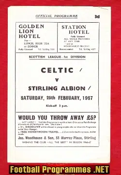 Stirling Albionn v Glasgow Celtic 1967 – Glory Season
