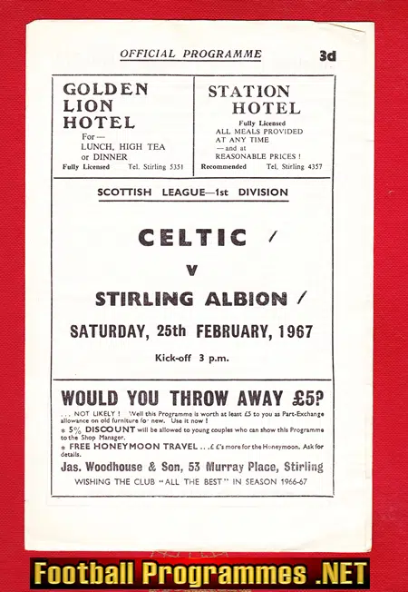 Stirling Albionn v Glasgow Celtic 1967 – Glory Season
