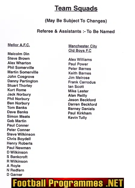 Mellor AFC v Manchester City 2000 - Friendly Match