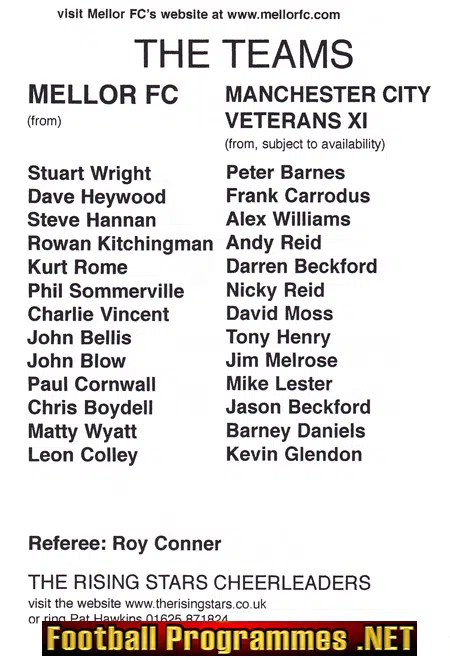 Mellor AFC v Manchester City Vets 20001 - Friendly Match