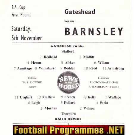 Gateshead v Raith Rovers 1960 - Rare Friendly Match Programme