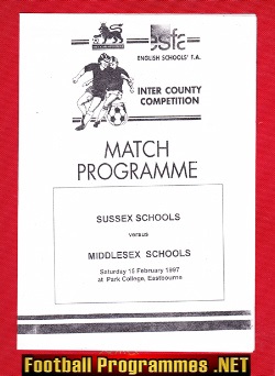 Sussex v Middlesex 1997 – Schoolboys U15 + U14 Eastbourne