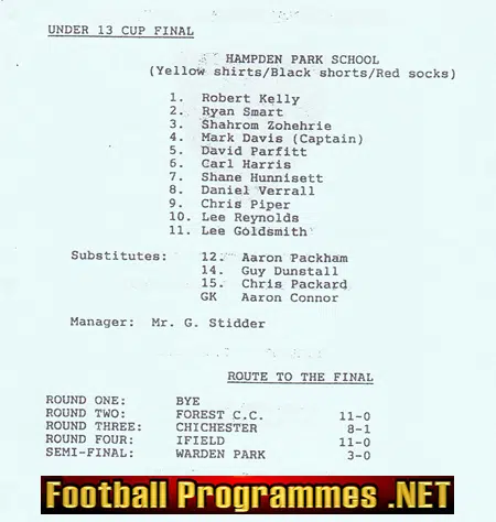 Sussex Schoolboys U13 Final at Eastbourne United 1994