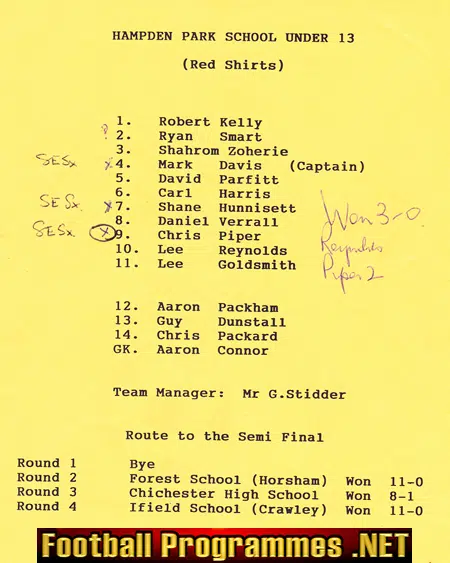 Sussex Schoolboys U13 Semi Final at Eastbourne United 1994