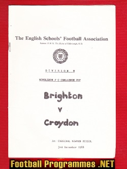 Brighton v Croydon 1988 – Schoolboys at Cardinal School