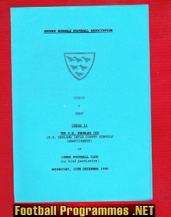 Sussex v Kent 1990 – Under 14 Schoolboys at Lewes FC