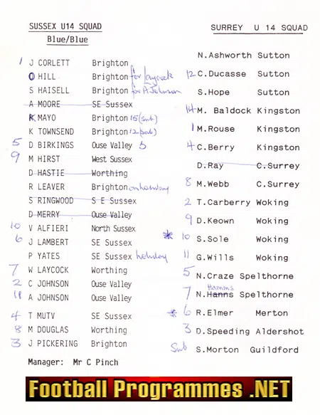 Sussex v Surrey 1990s - Schoolboys Lancing College Essex