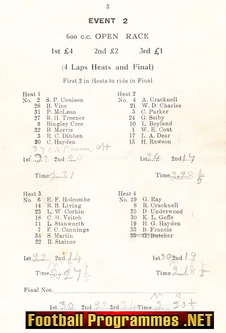 Salisbury Speedway Race Meeting 1936 - 1930s Speedway Programme