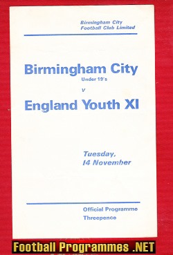 Birmingham City v England 1960s – Youth Under 19 U19