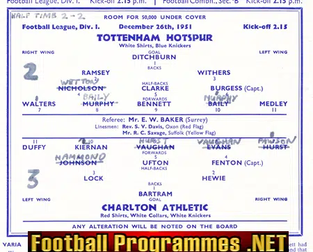Tottenham Hotspur v Charlton Athletic 1951