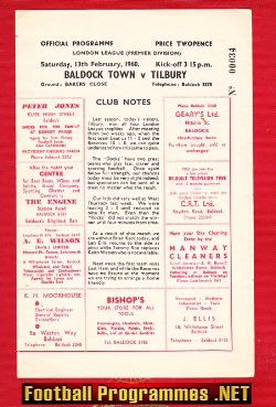 Baldock Town v Tilbury 1960 – London Legue