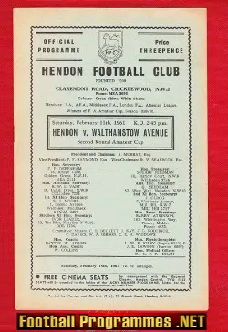 Hendon v Walthamstow Avenue 1961 - 2nd Round Amateur Cup