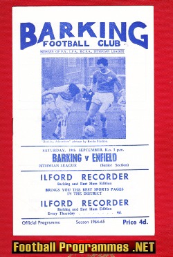 Barking v Enfield 1964 – Isthmian League