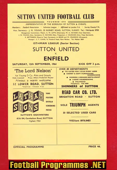 Sutton United v Enfield 1964 - Isthmian League