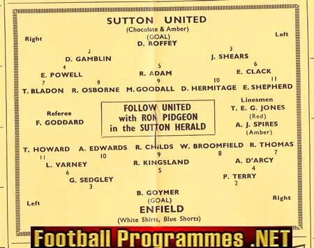 Sutton United v Enfield 1964 - Isthmian League