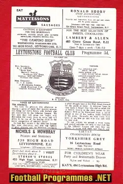 Leytonstone v Enfield 1962 - Unsure of date