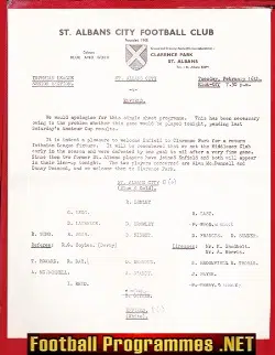 St Albans City v Enfield 1964 - Single Sheet