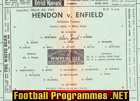 Hendon v Enfield 1961