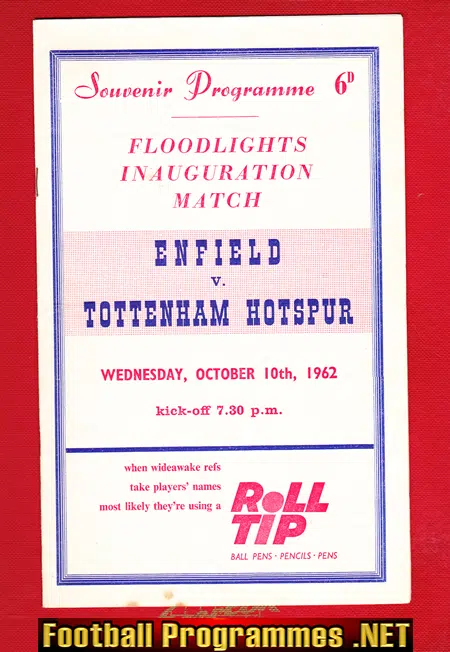 Enfield v Tottenham 1962 – First Match New Floodlights Souvenir
