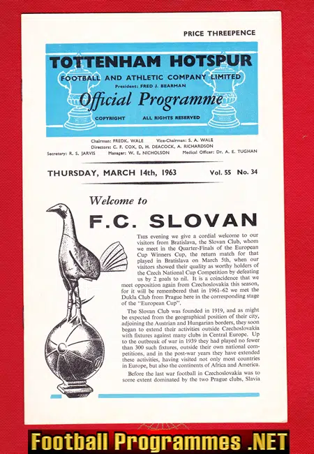 Tottenham Hotspur v Slovan 1963